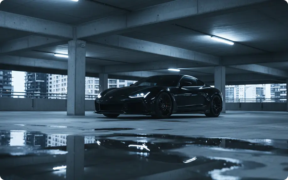 Vehicle in a parking structure